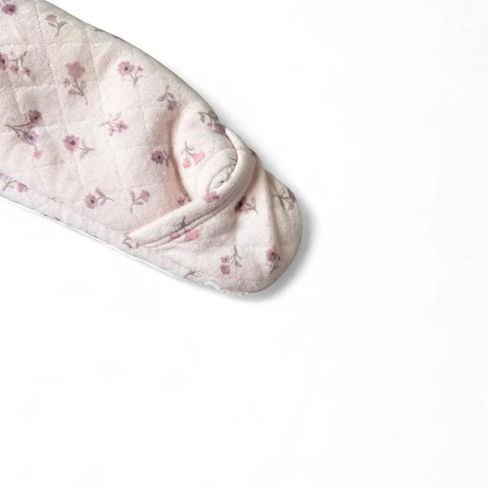 Carter's pink floral snowsuit with hood and fleece lining. Size: newborn 0 m